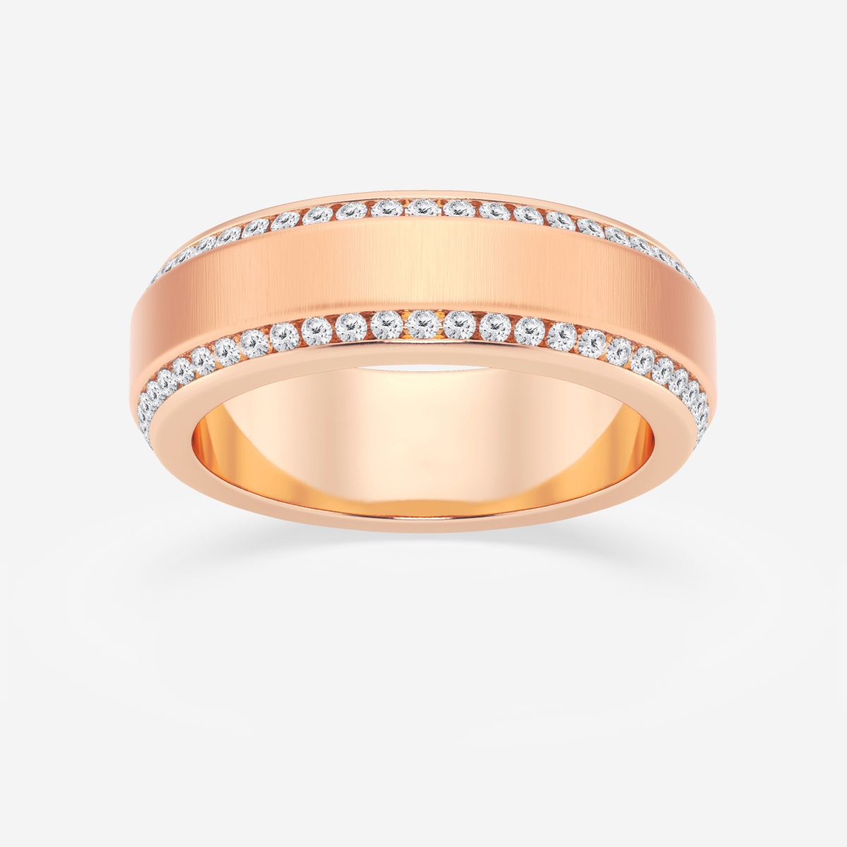 1 ctw Round Lab Grown Diamond 7mm Beveled Edge Satin Finish Eternity Band